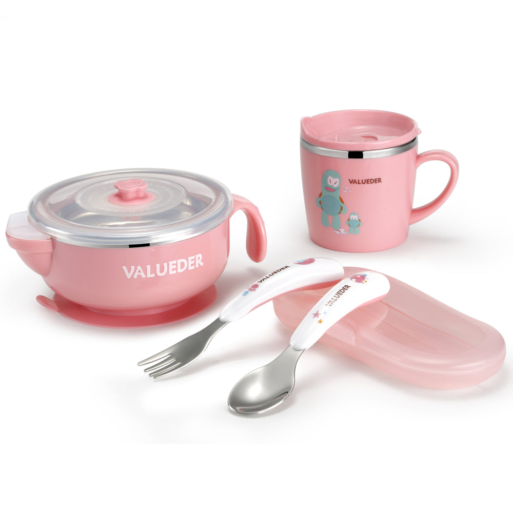 3-Piece Stainless Steel Baby Feeding Set airy green