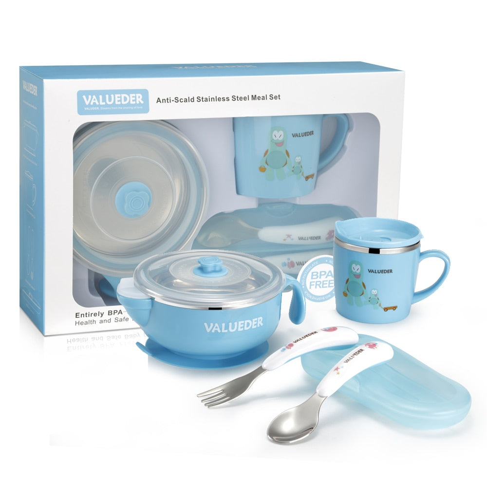 3-Piece Stainless Steel Baby Feeding Set airy green